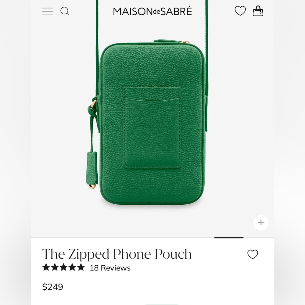 Maison de Sabre The Zipped Phone Pouch in Green - Never Used - Picture 5 of 13
